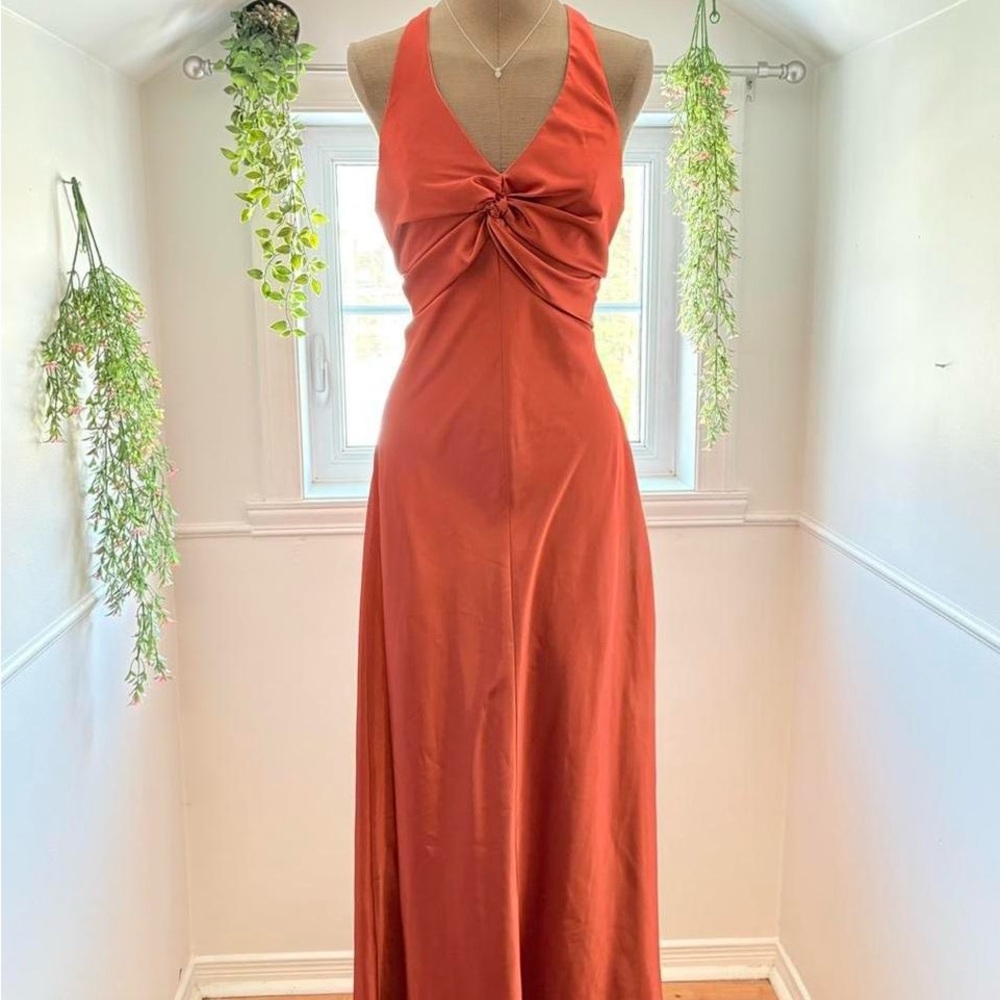Elegant Burnt Orange Maxi Dress